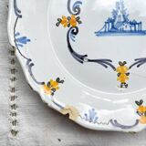 Antique French Earthenware Plate 18th Century NEVERS Landscape Motif