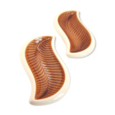 Set of 2 Verceram raviers of the 50s way autumn ocher leaves in earthenware