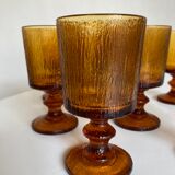 Set of 10 1970 glasses in molded glass tree wood