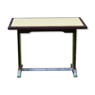 Old years 1950/60, wood and formica yellow bistro table