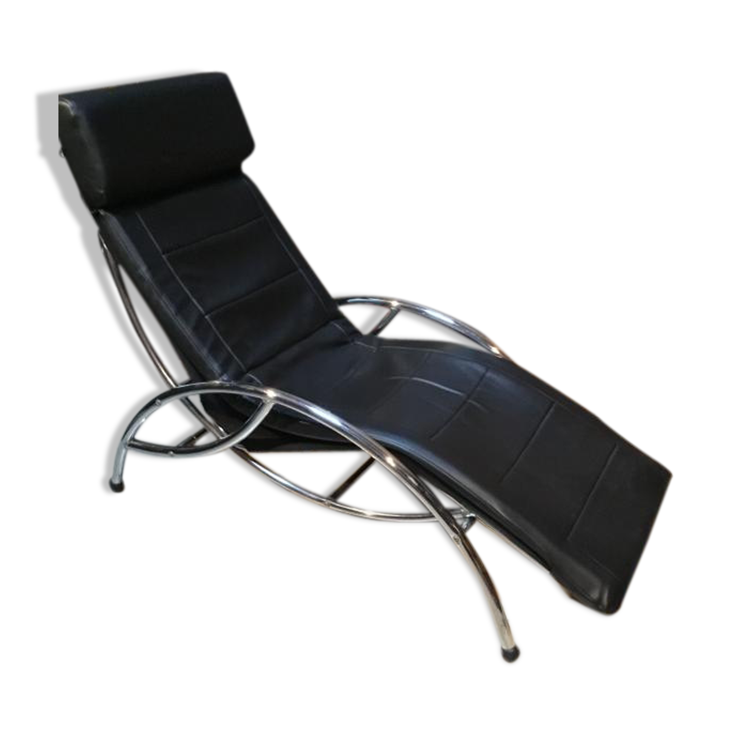 Chaise longue en métal et sky vintage 1980