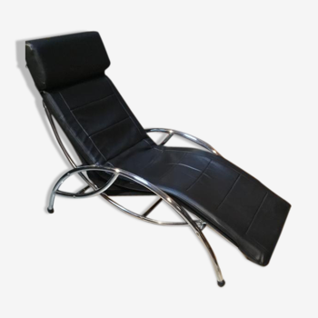 Chaise longue en métal et sky vintage 1980