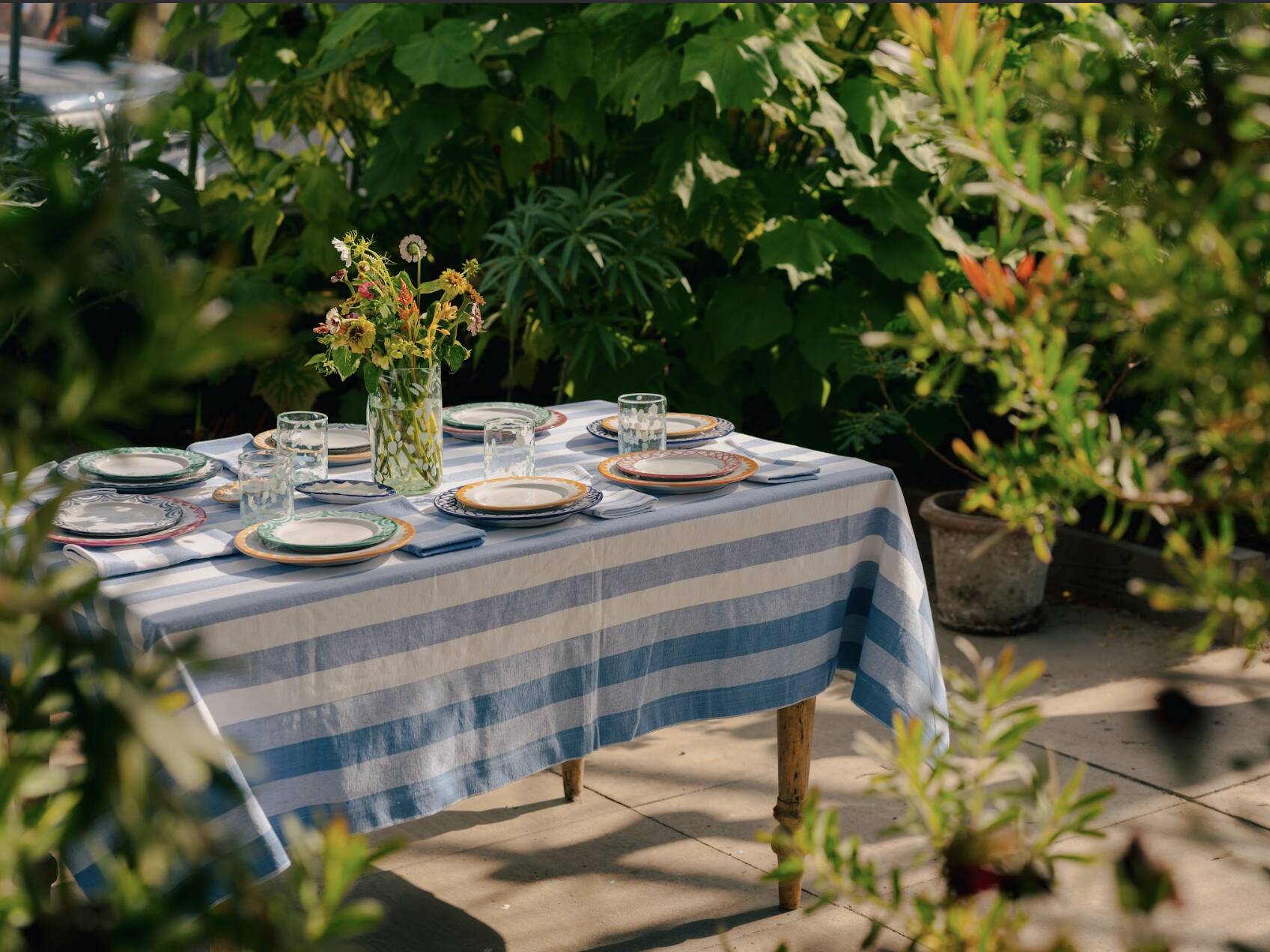 Blue Stripe Tablecloth: 240cm x 170cm