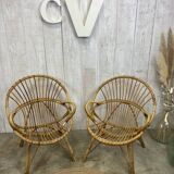 Pair of vintage rattan armchairs