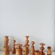 Set of 4 Scandinavian turned wooden candle holders