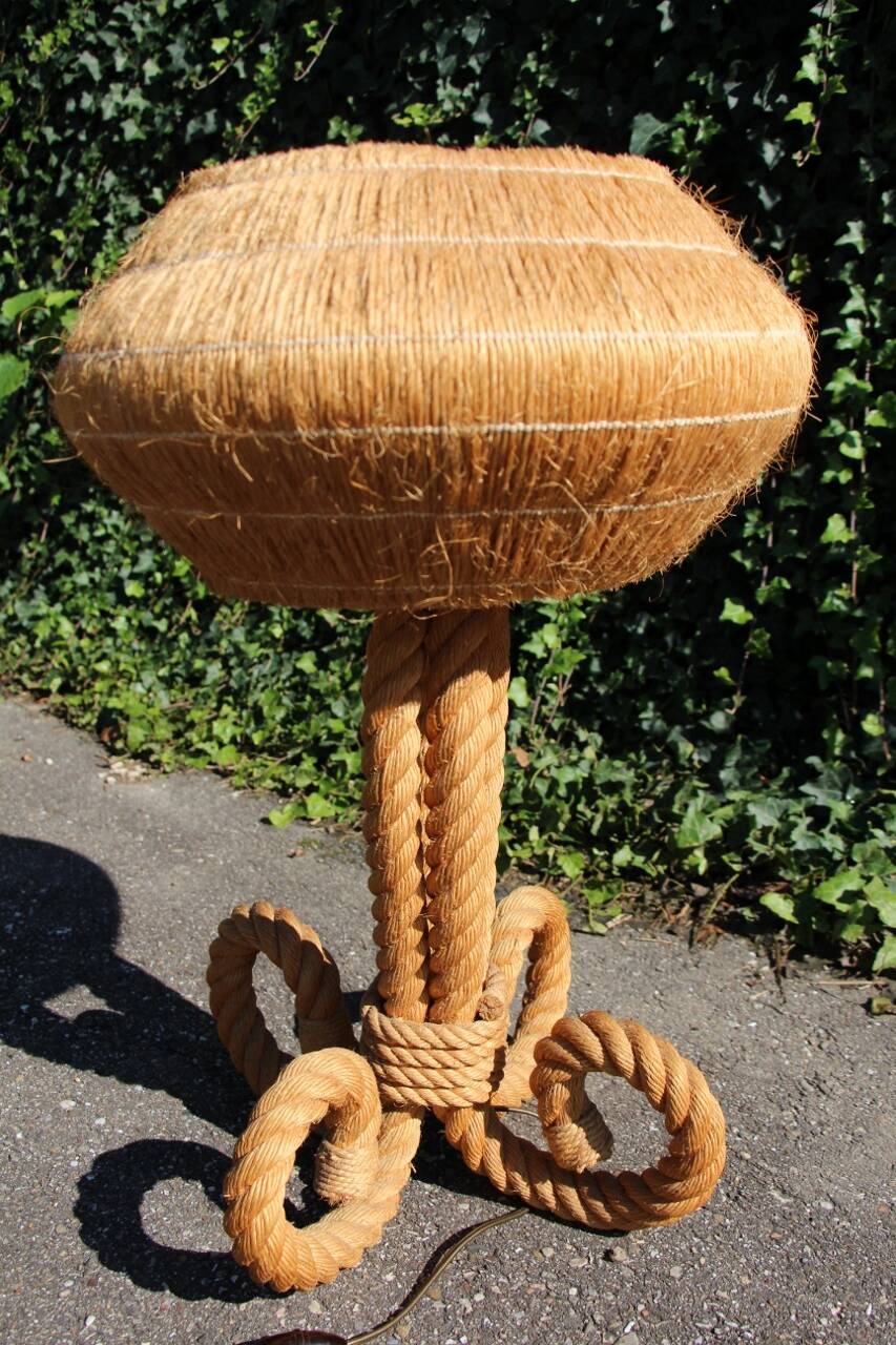 large rope and raffia lamp
