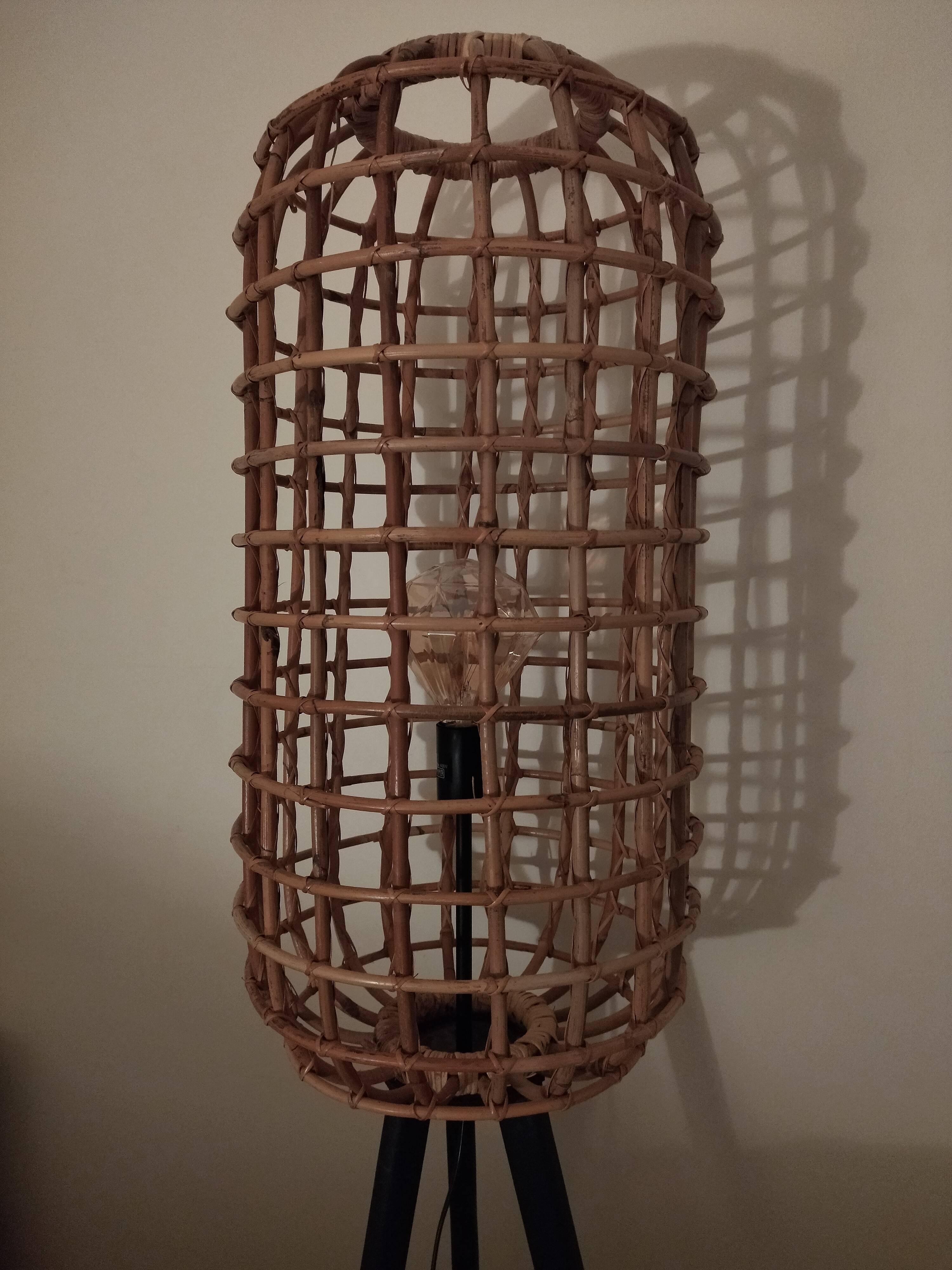 Wicker cage floor lamp