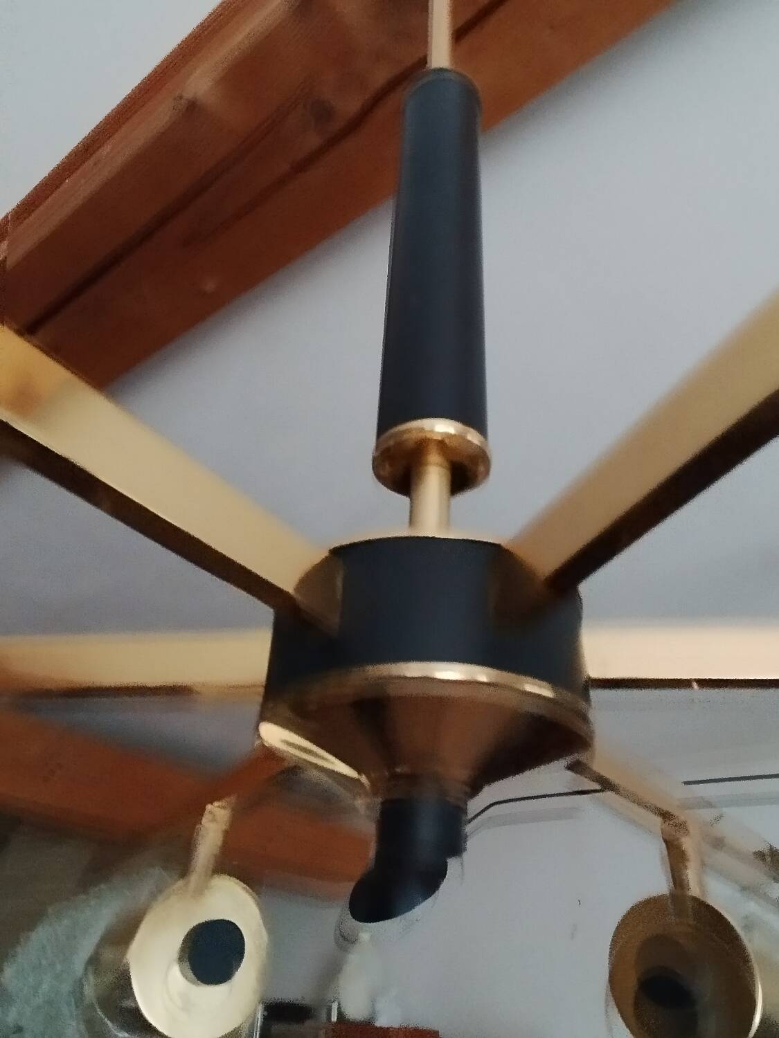 Arlus vintage brass and glass chandelier 6 lights