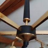 Arlus vintage brass and glass chandelier 6 lights