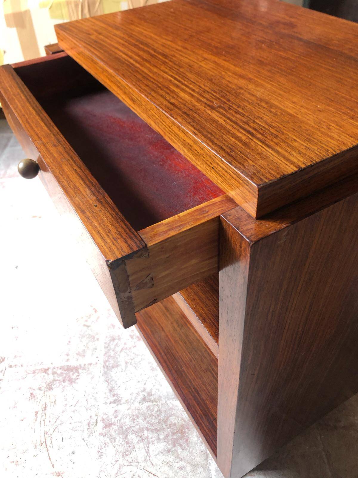 Pair of art deco nightstands, art deco wooden bedside tables, can end