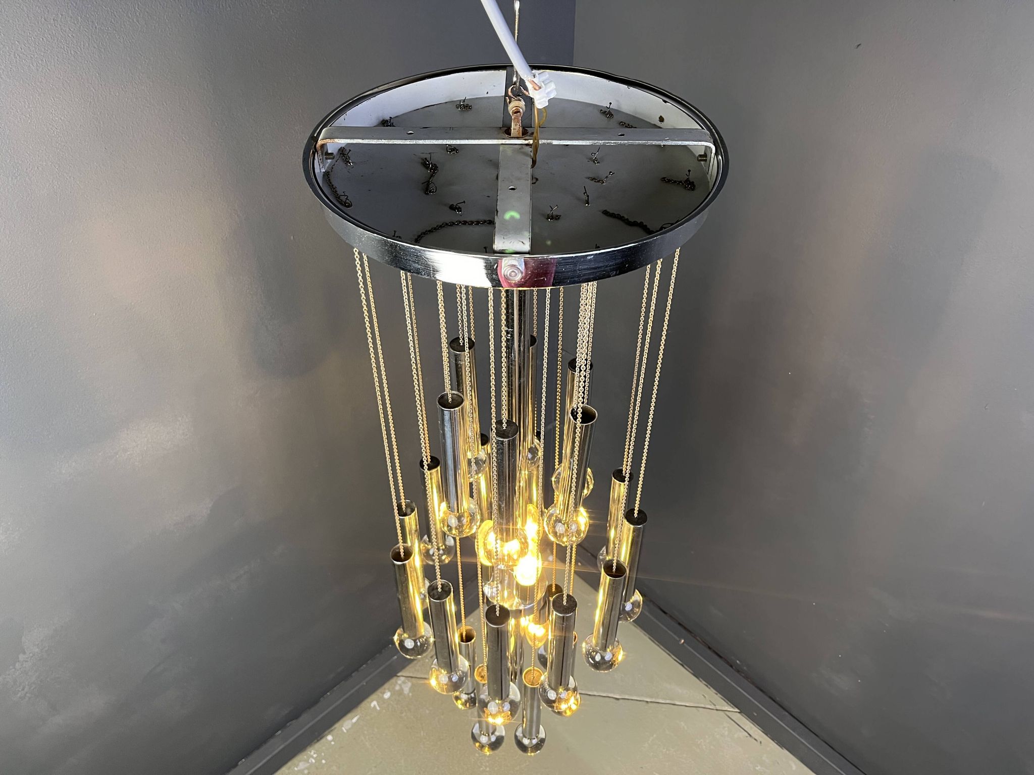 Lustre cascade chromé vintage, années 1970