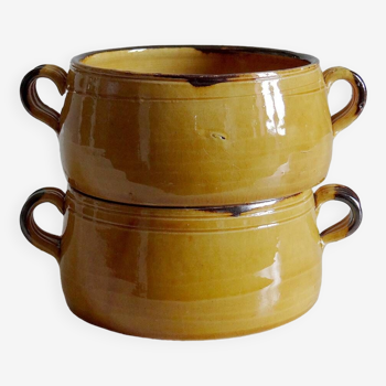 Duo of Vallauris bowls with handles