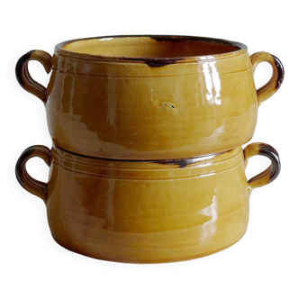 Duo of Vallauris bowls with handles