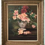 Table oil bouquet of peonies