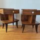 Pair of Art Deco bedside tables with flame veining, 1930s.