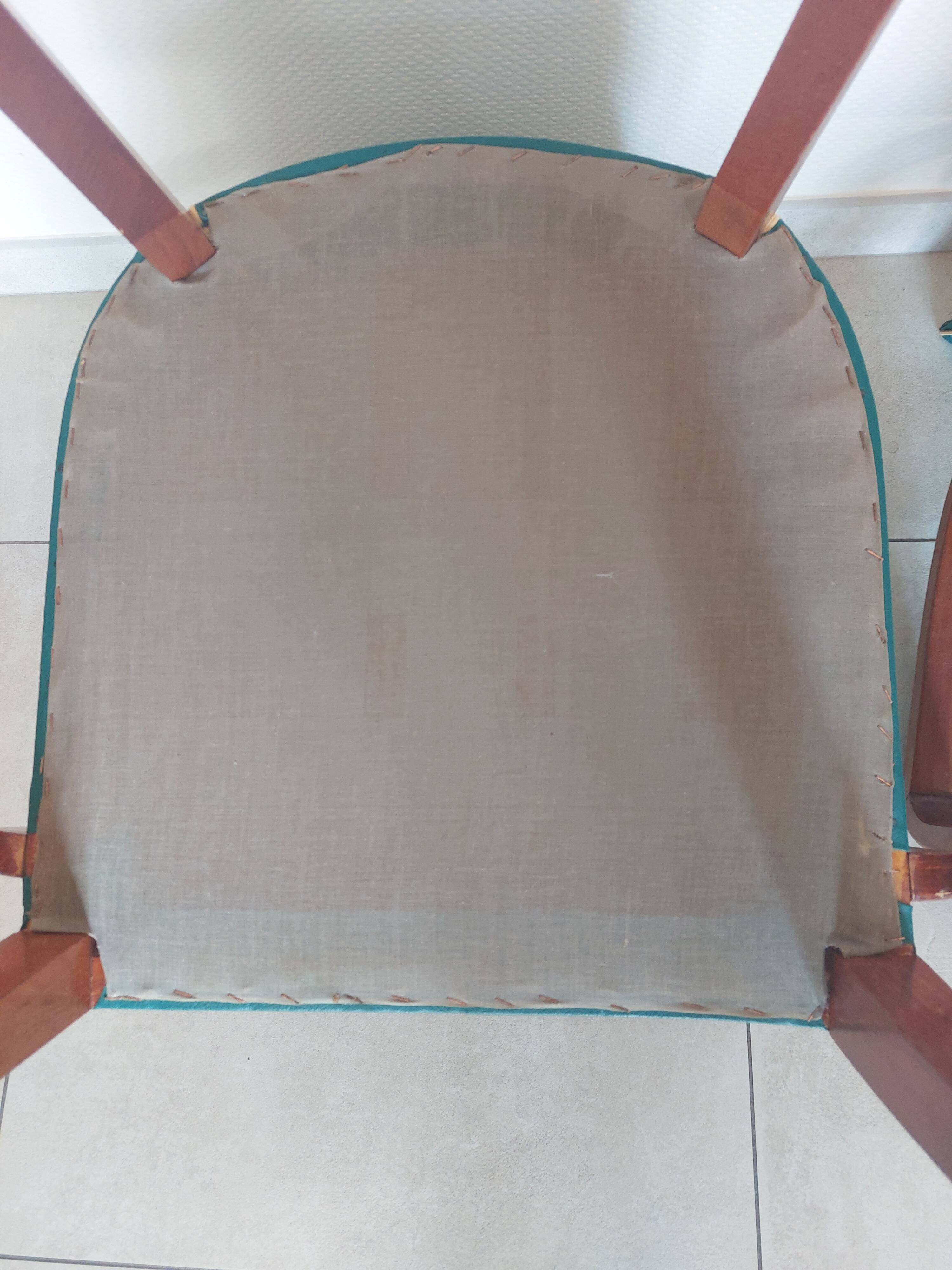 pair of green bridge armchairs