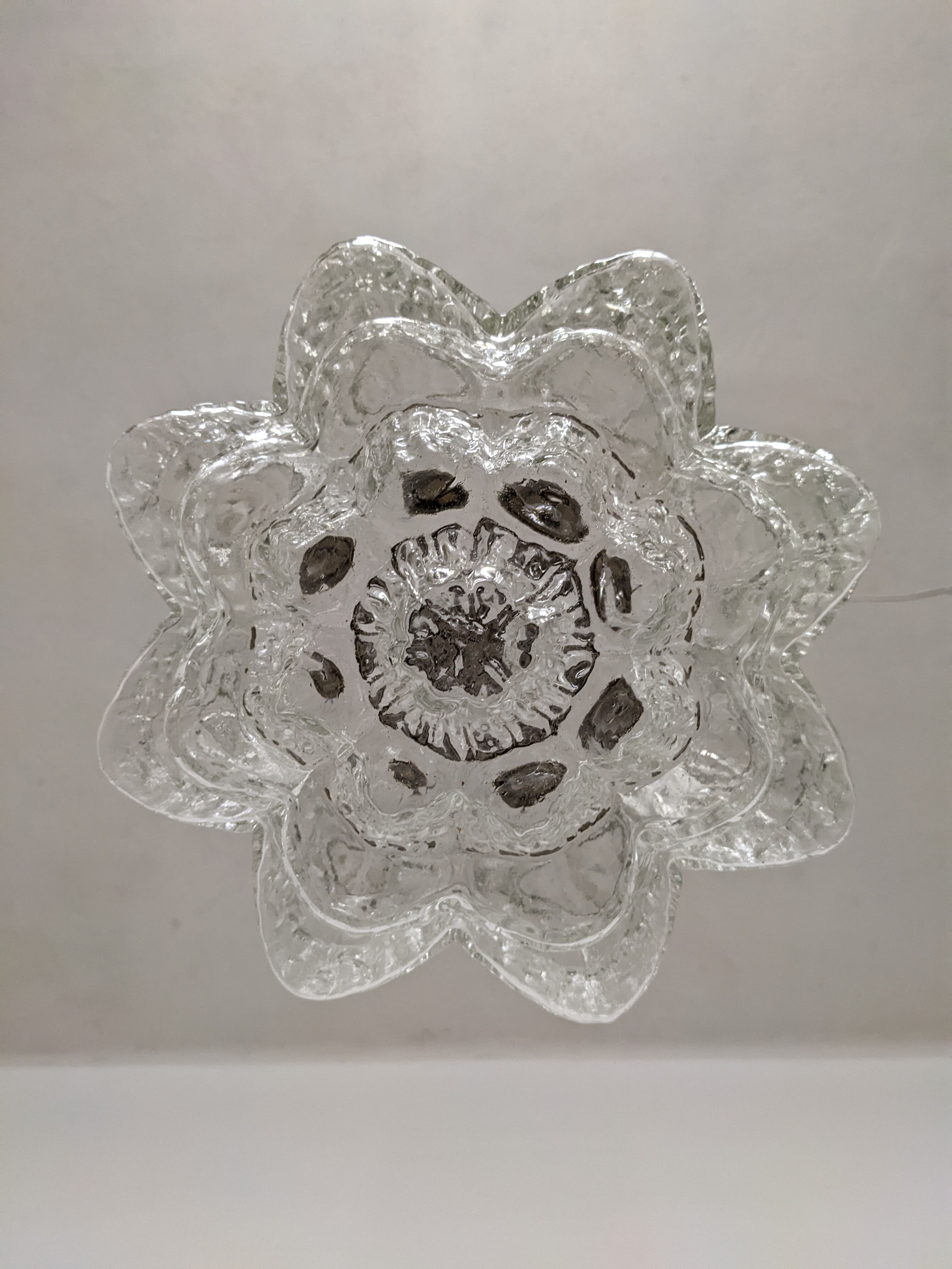 Glass and brass flower pendant lamp in art deco style