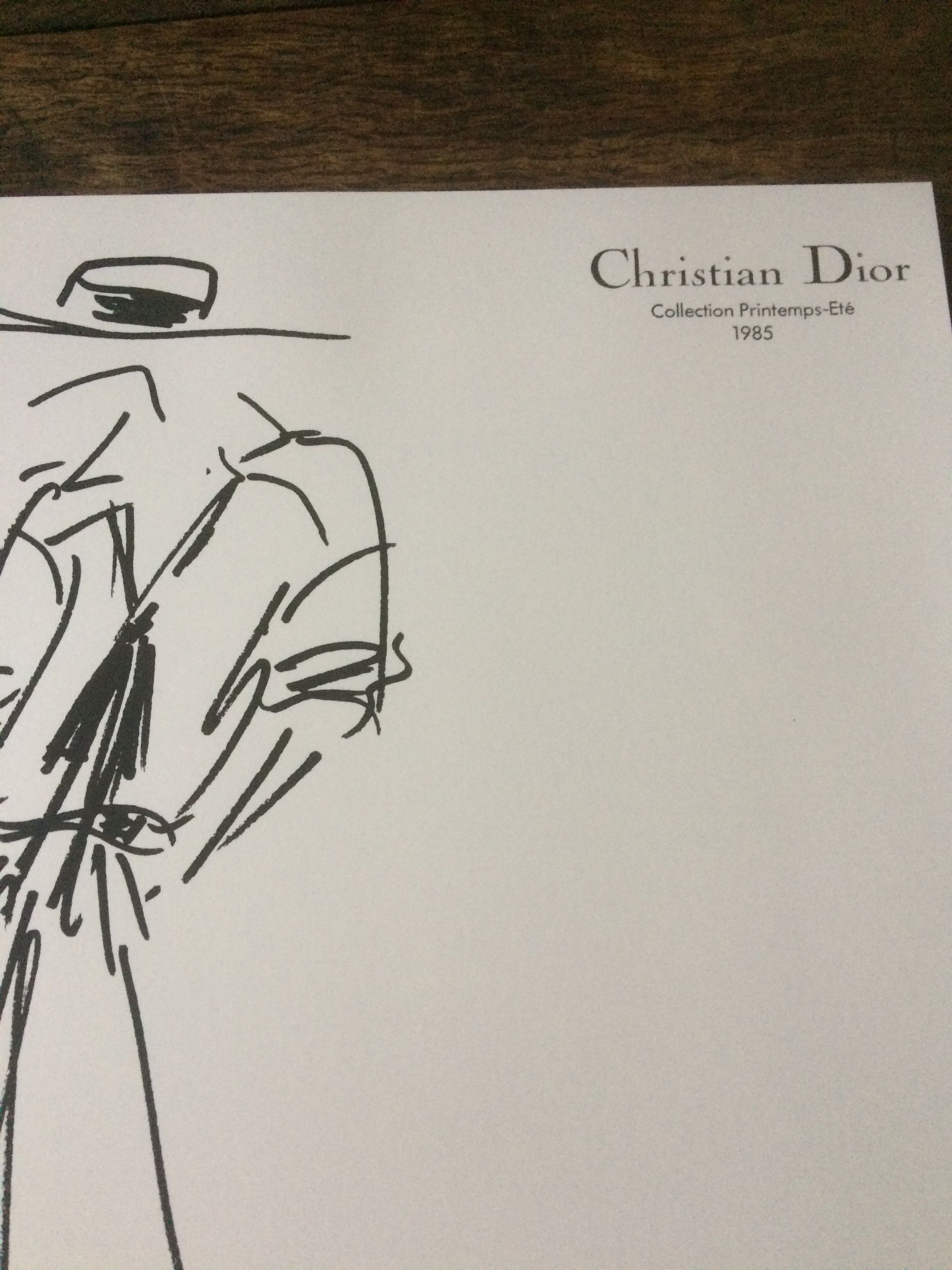 Print fashion illustration Christian Dior spring-summer collection 1985