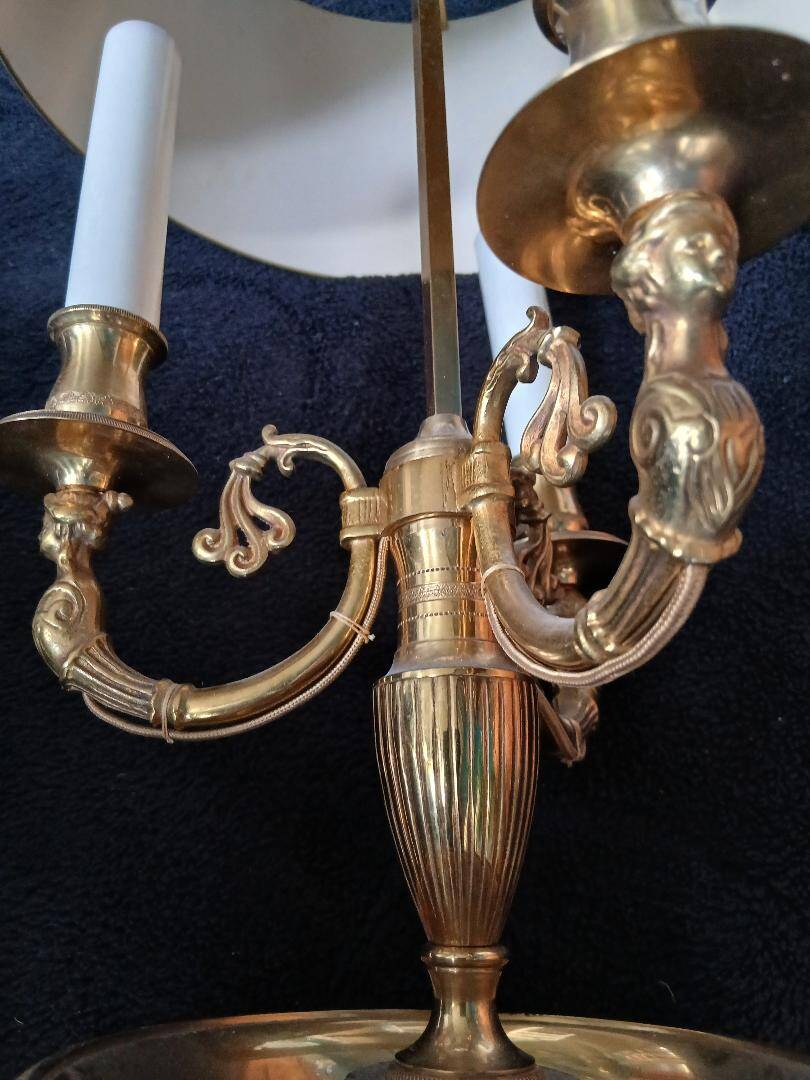 Exceptional empire style boiler lamp, swan, lucien gau - in excellent condition