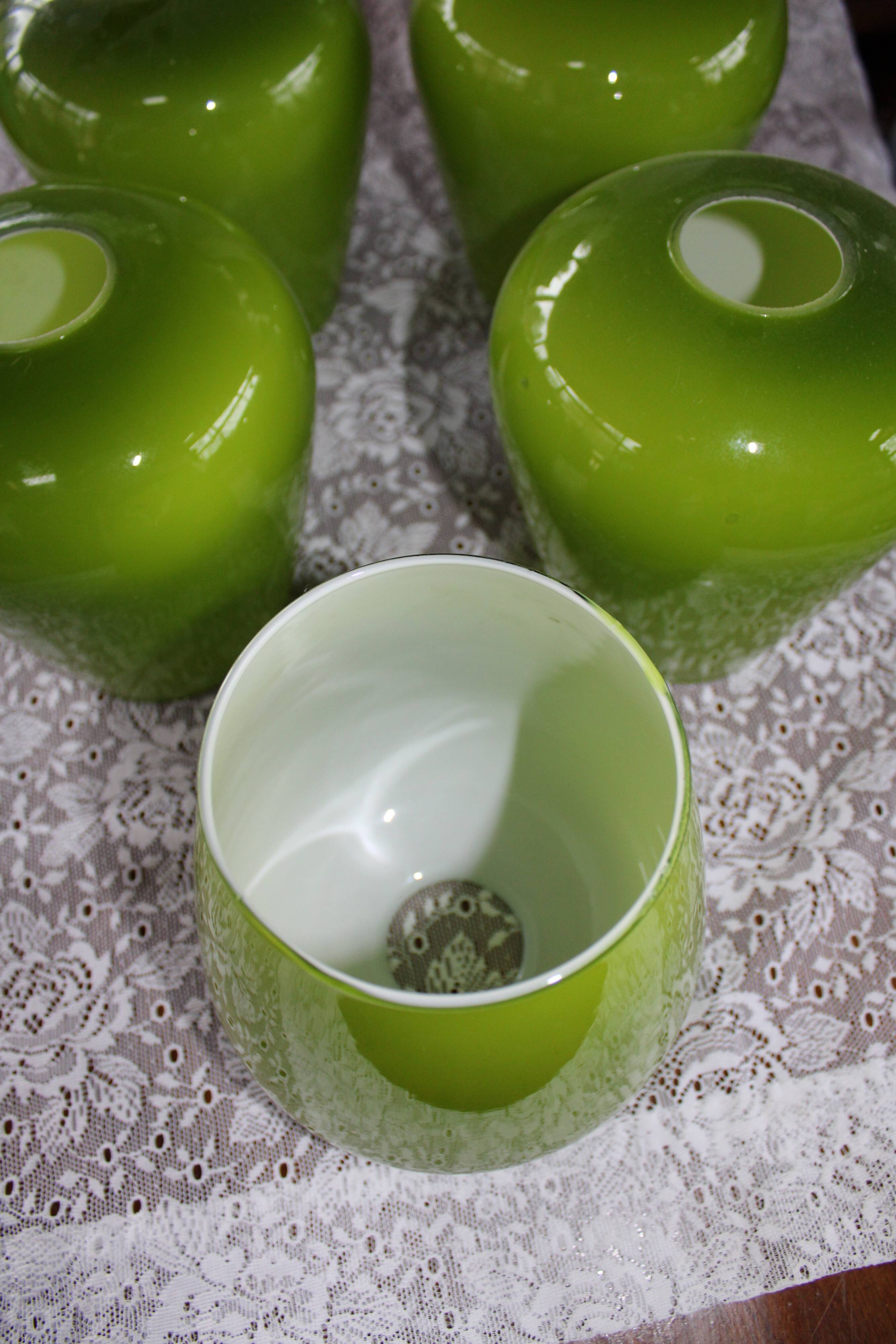 Suspension lustre cascade 5 globes opaline vintage