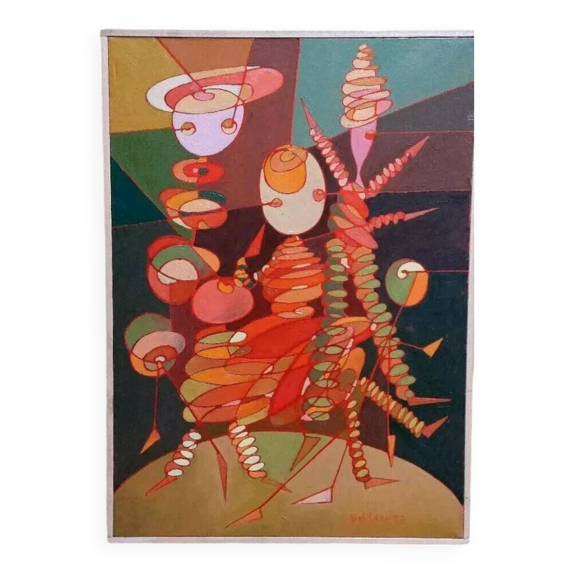 Abstract oil painting on canvas franco balleri 1993 oil on canvas