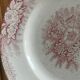 2 anciennes assiettes plates à fleurs rose poinçonner terre de fer hamage st amand "jardinière"