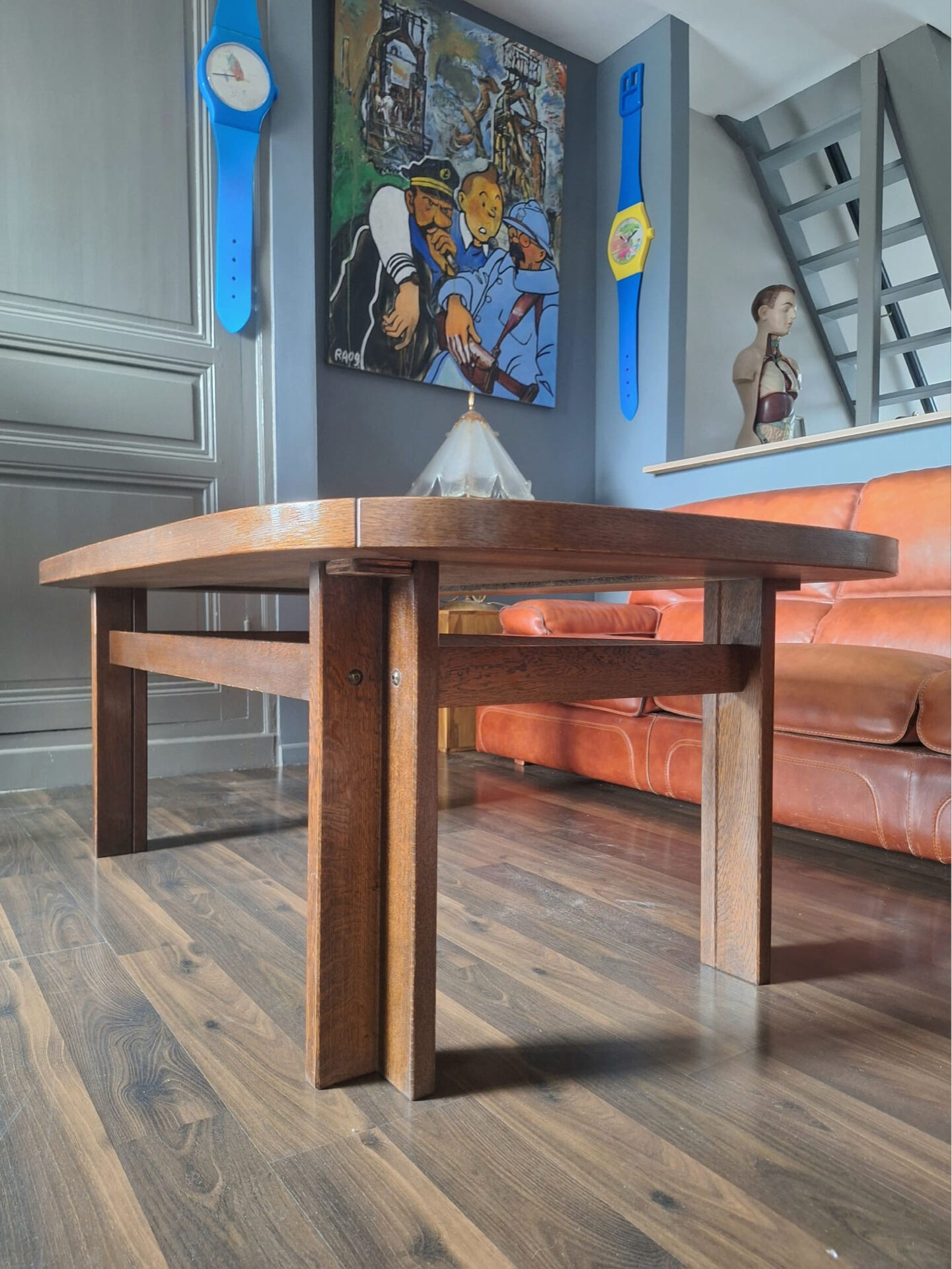 Vintage coffee table Trioh Møbelfabrik Denmark, ceramic by Ox-Art