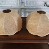 Pair of vintage jute lampshades