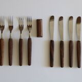 8 couverts à dessert en teck, 1960