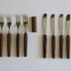 Set of 8 dessert cutlery, teak, 1960
