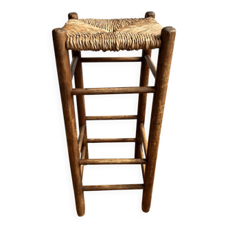 Tabouret de bas bois et paille
