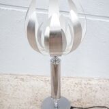 Vintage lamp, table lamp, chrome lamp with brushed steel blades, flower lamp, design lamp