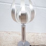 Vintage lamp, table lamp, chrome lamp with brushed steel blades, flower lamp, design lamp