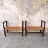 Pair of benches - Straw cantous