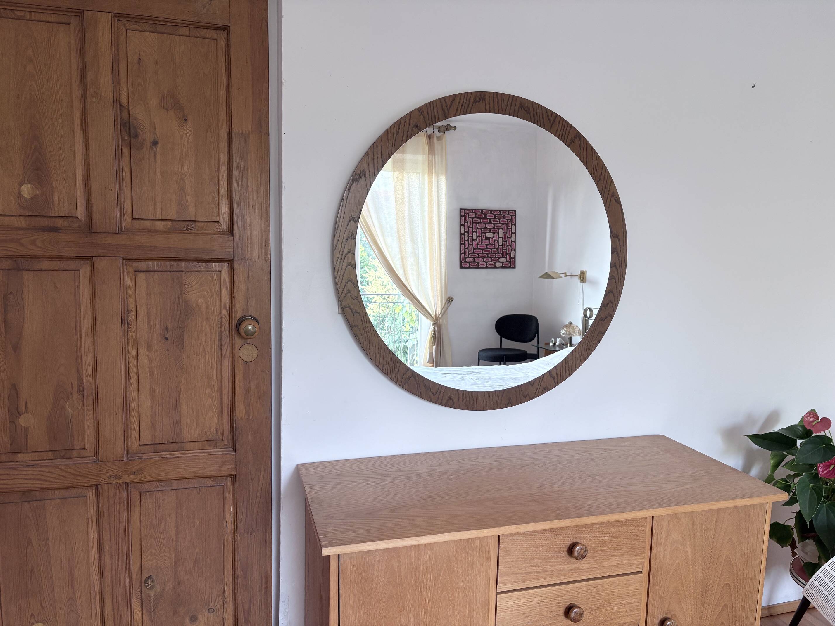 Miroir scandinave XL, 94 cm, années 1960