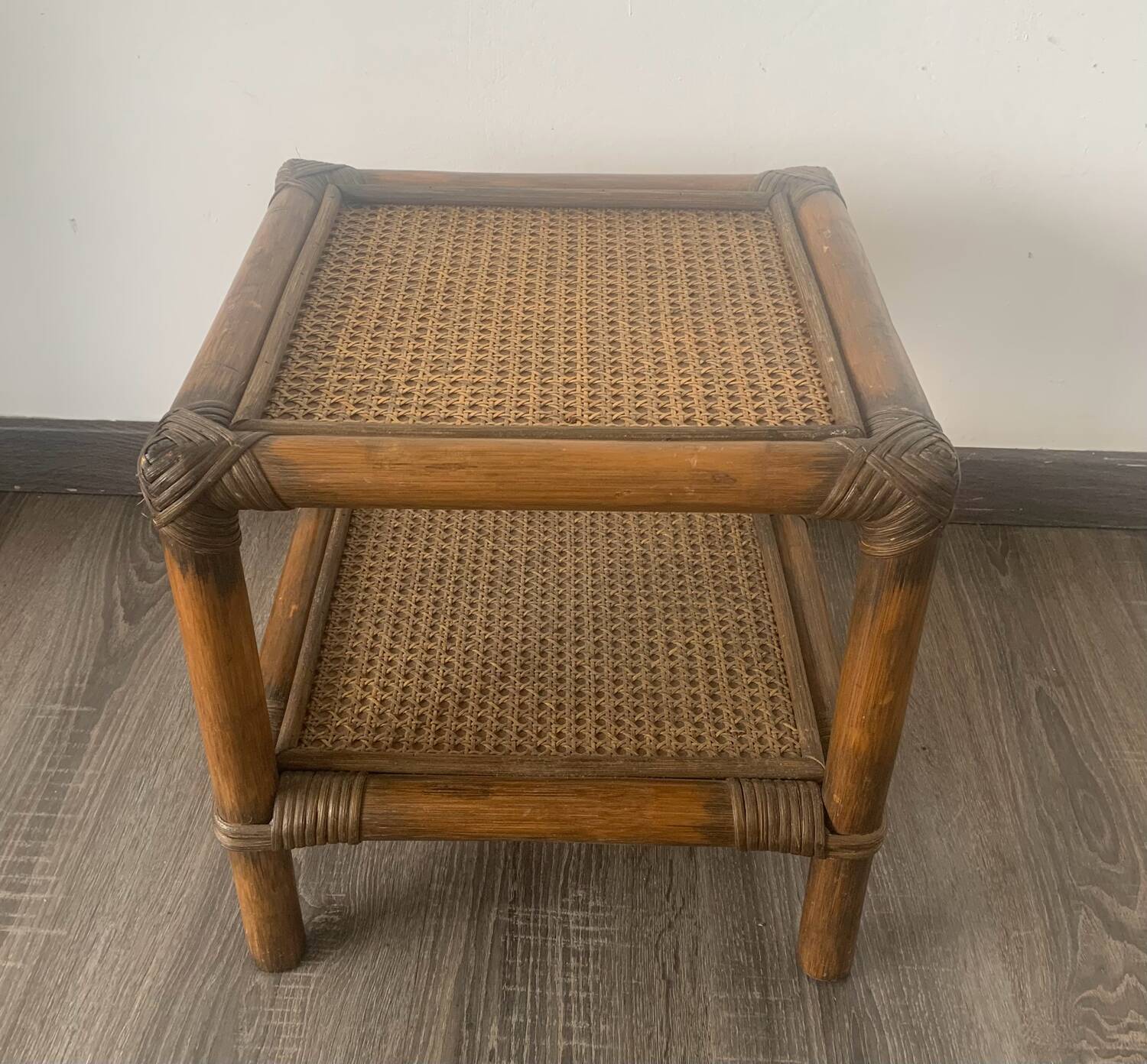 Rattan cabin end bedside table
