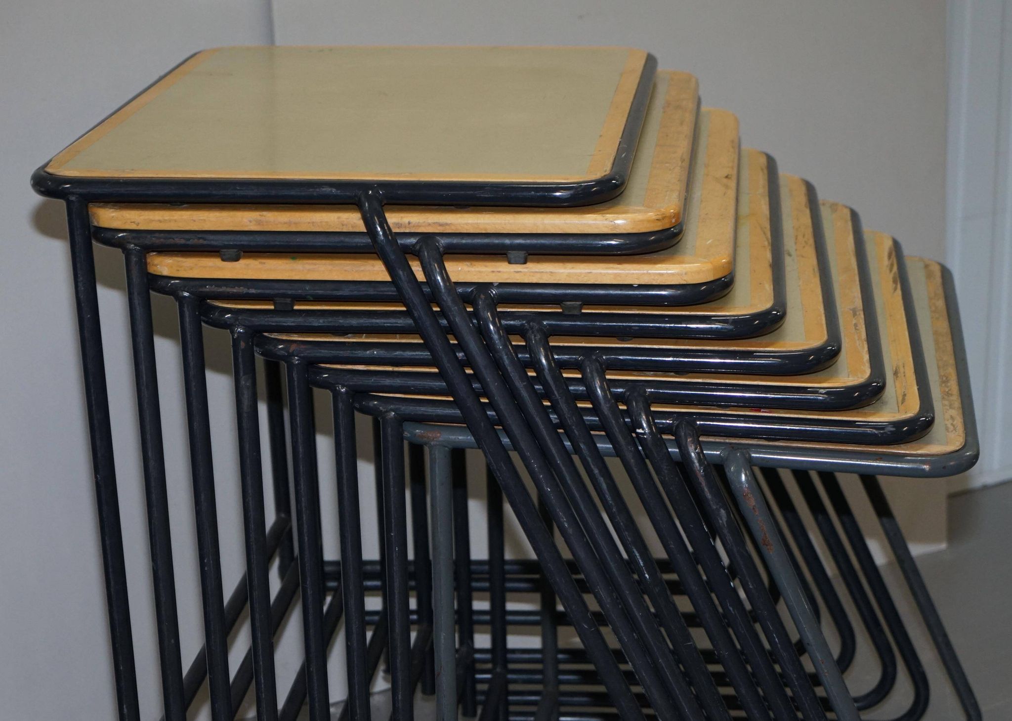 Table de bureau empilable militaire britannique en acier inoxydable