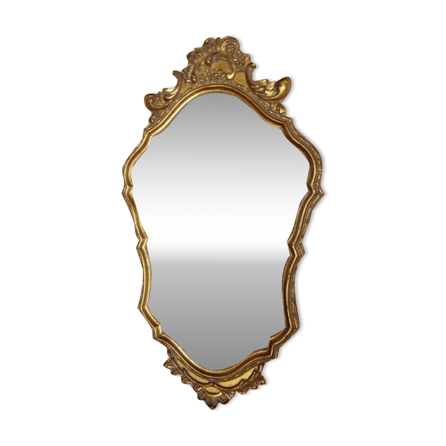 Golden wall mirror with gold leaf Deknudt - beveled ice - Louis XV style