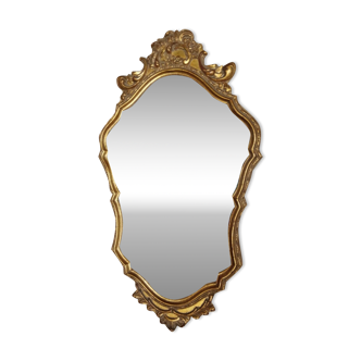 Miroir mural doré à la feuille d'or Deknudt - glace biseautée - style Louis XV
