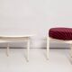 Tabouret et table vintage blanche, Danemark, 1960