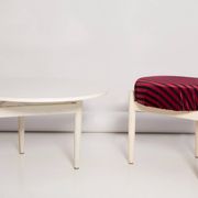 Tabouret et table vintage blanche, Danemark, 1960
