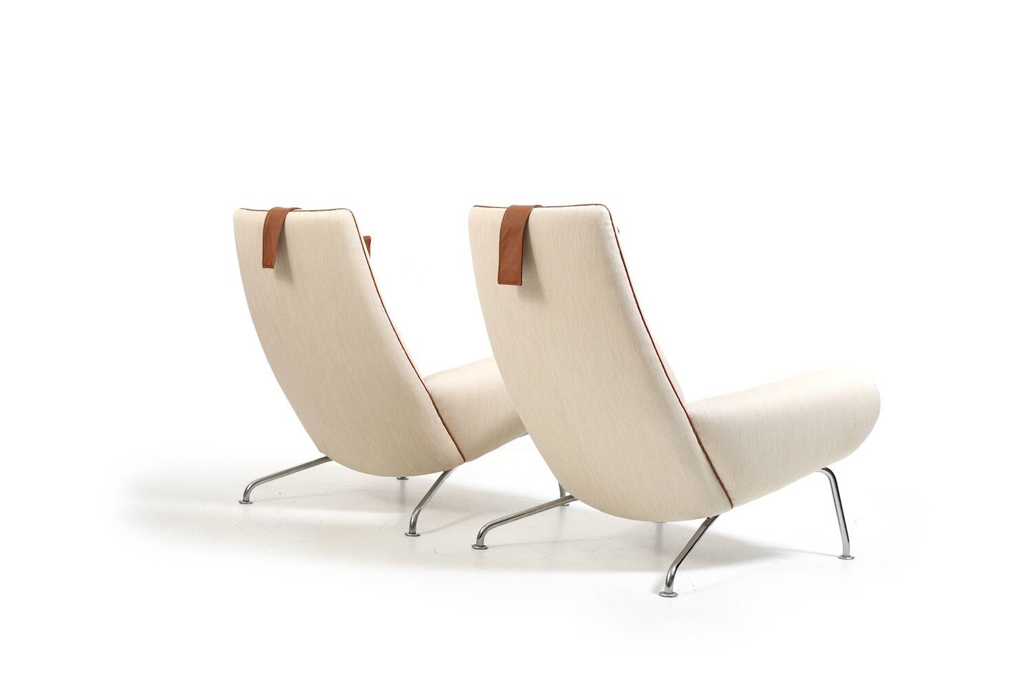 Early Pair Hans Wegner Queen Chairs by Johannes Hansen c.1960 / New Upholst