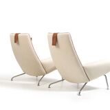 Early Pair Hans Wegner Queen Chairs by Johannes Hansen c.1960 / New Upholst