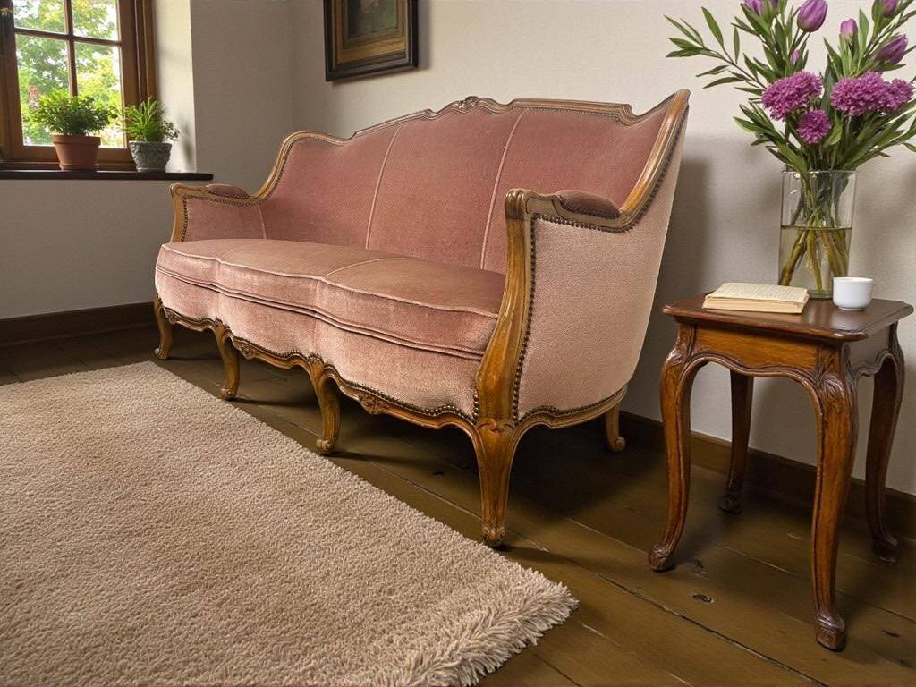 Baroque vintage rose sofa / three-seater / sofa