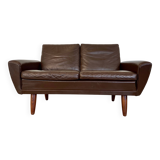 Canapé 2 places g. thams vintage rétro danois du milieu du siècle en cuir de coco des années 60