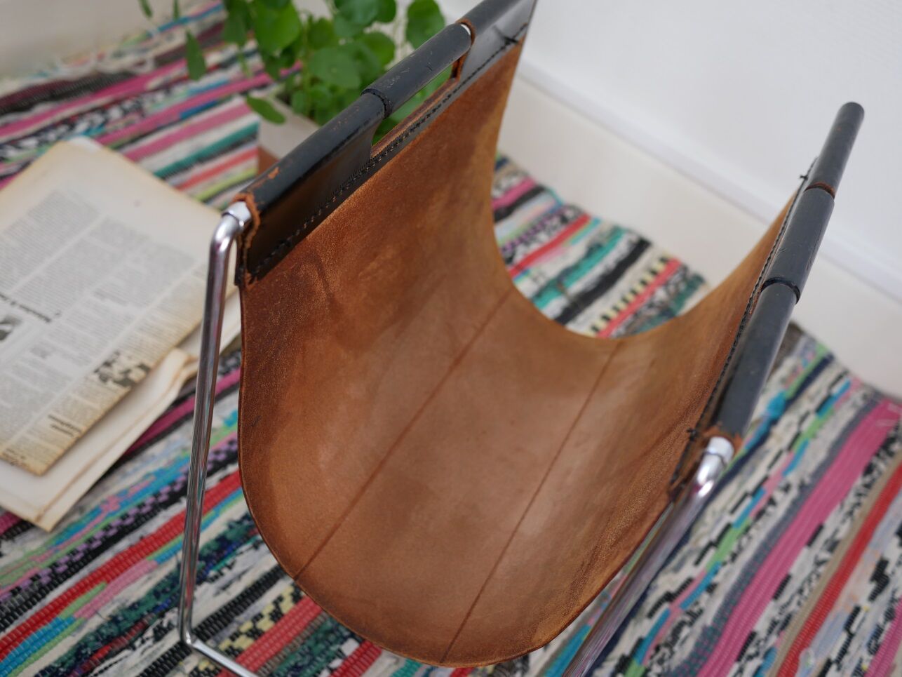 Magazine rack leather made by Brabantia 70 years