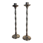 Pair of duo candlestick candle holders in silver metal