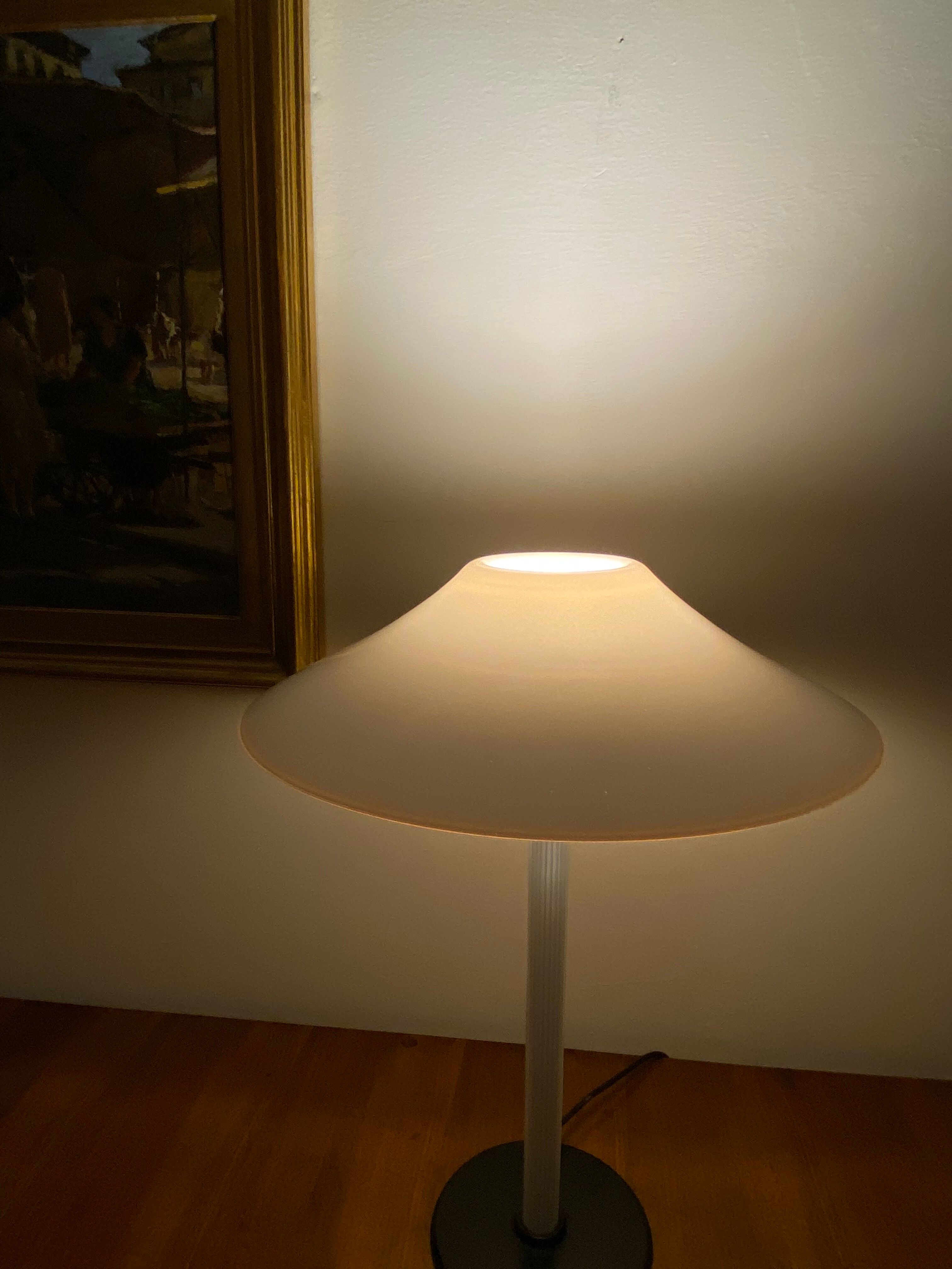 Cini Boeri, 2 Pink glass "Chiara" Table Lamp, Venini Murano, Italy, 1984