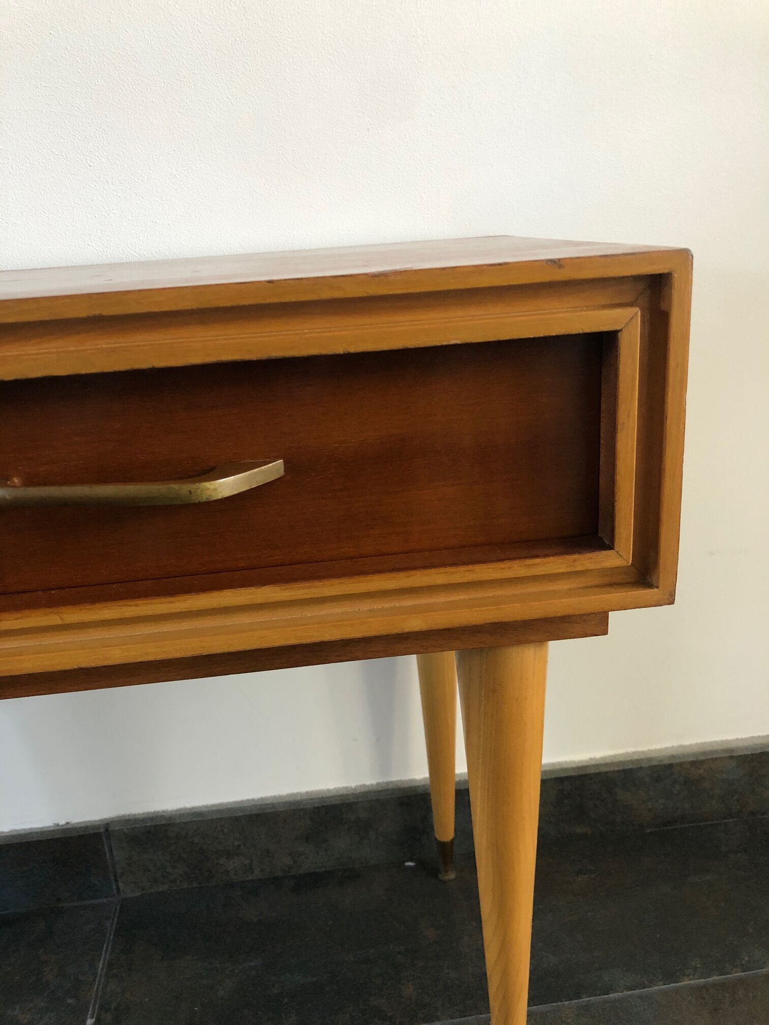 Vintage asymmetrical bedside table