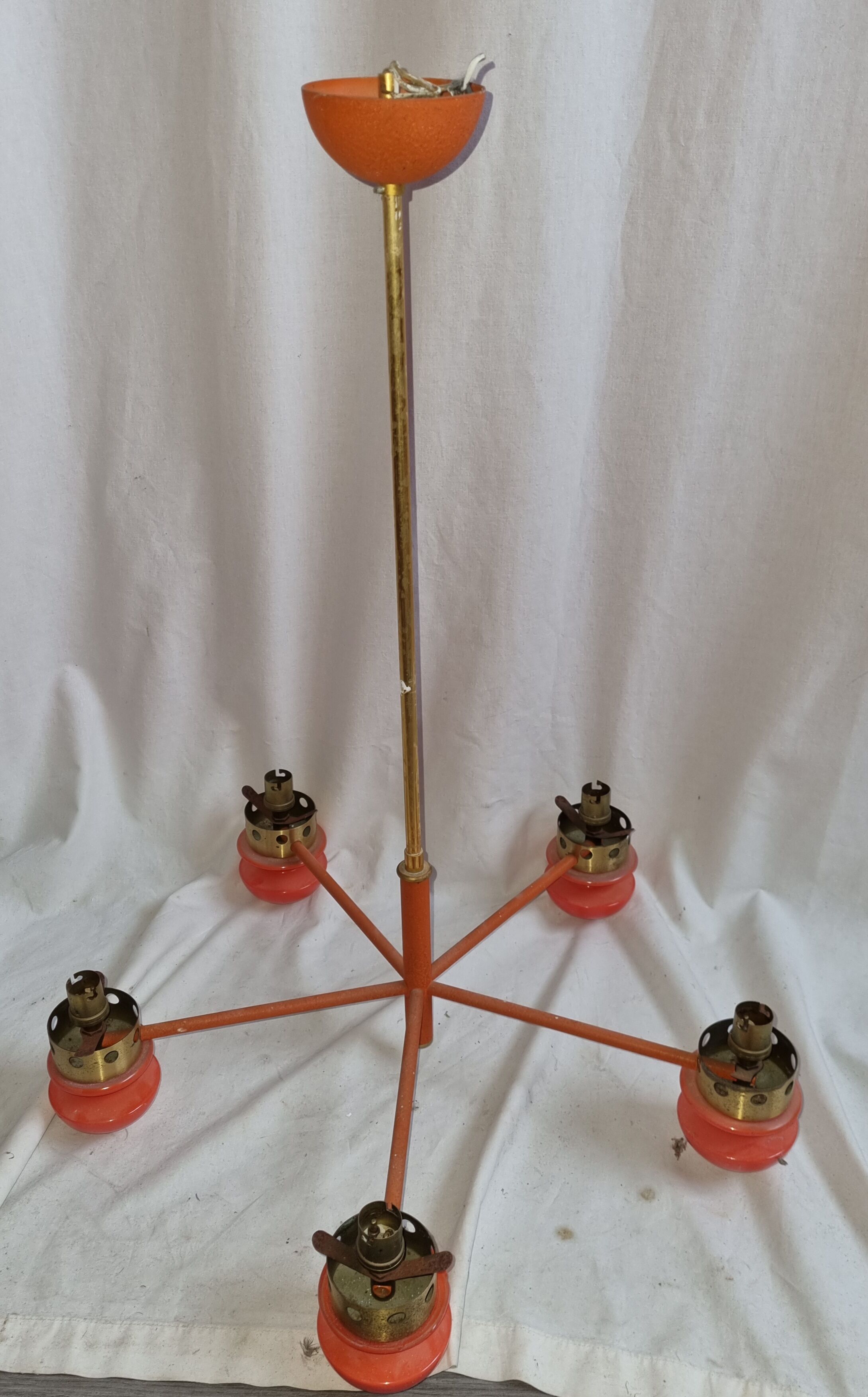 Chandelier 5 burners 1970 opaline